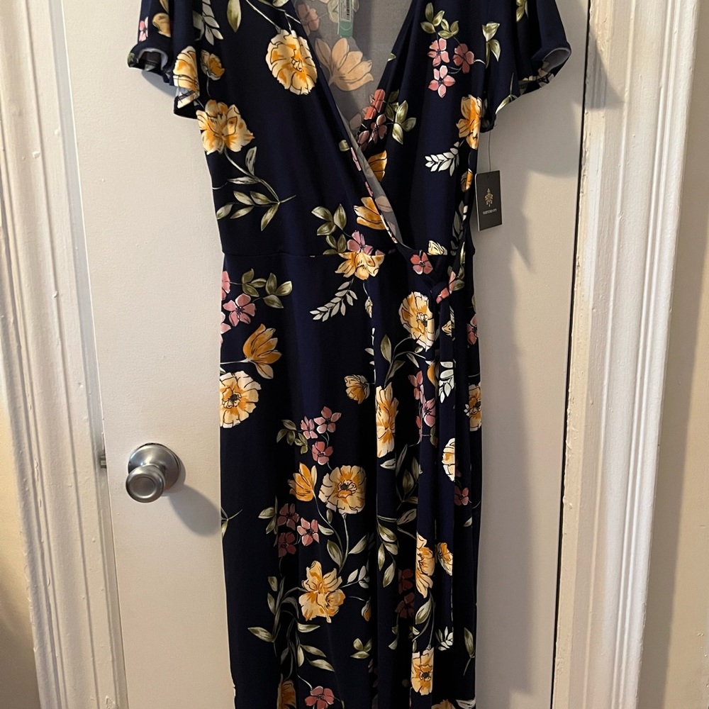 Irene Faux Wrap Brushed Knit Maxi Dress